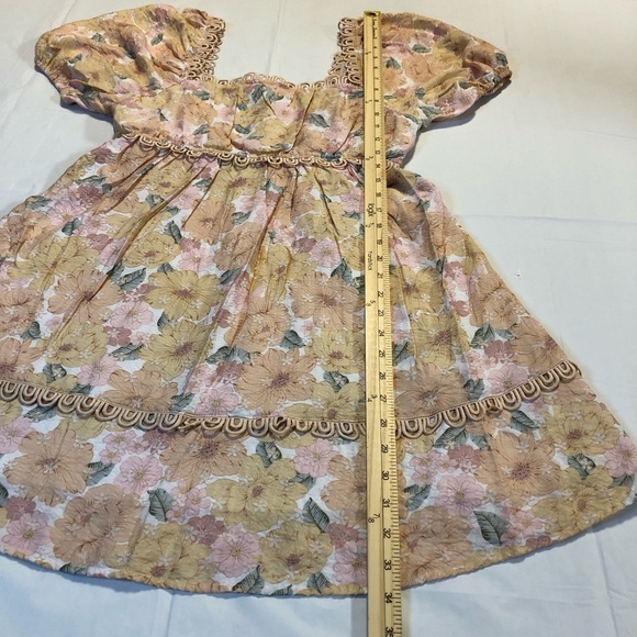 Blu Pepper Women’s Puff Sleeve Pullover Crinkled Multicolor Floral Dress size L - Picture 2 of 9